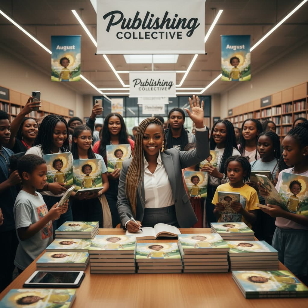 Author at a book signing event